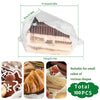 Clear plastic containers holding triangle slices of cake or other small cakes