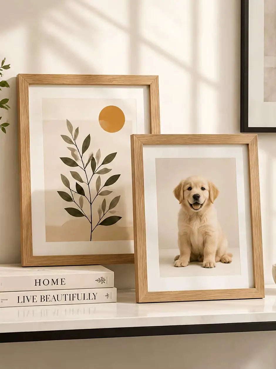 Scandinavian Wooden Photo Frame for Desk or Wall