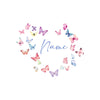 Watercolor butterflies forming a heart shape around the word Name