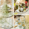 Silver acrylic round mirror plates decorated with greenery and white flowers for wedding or party decor