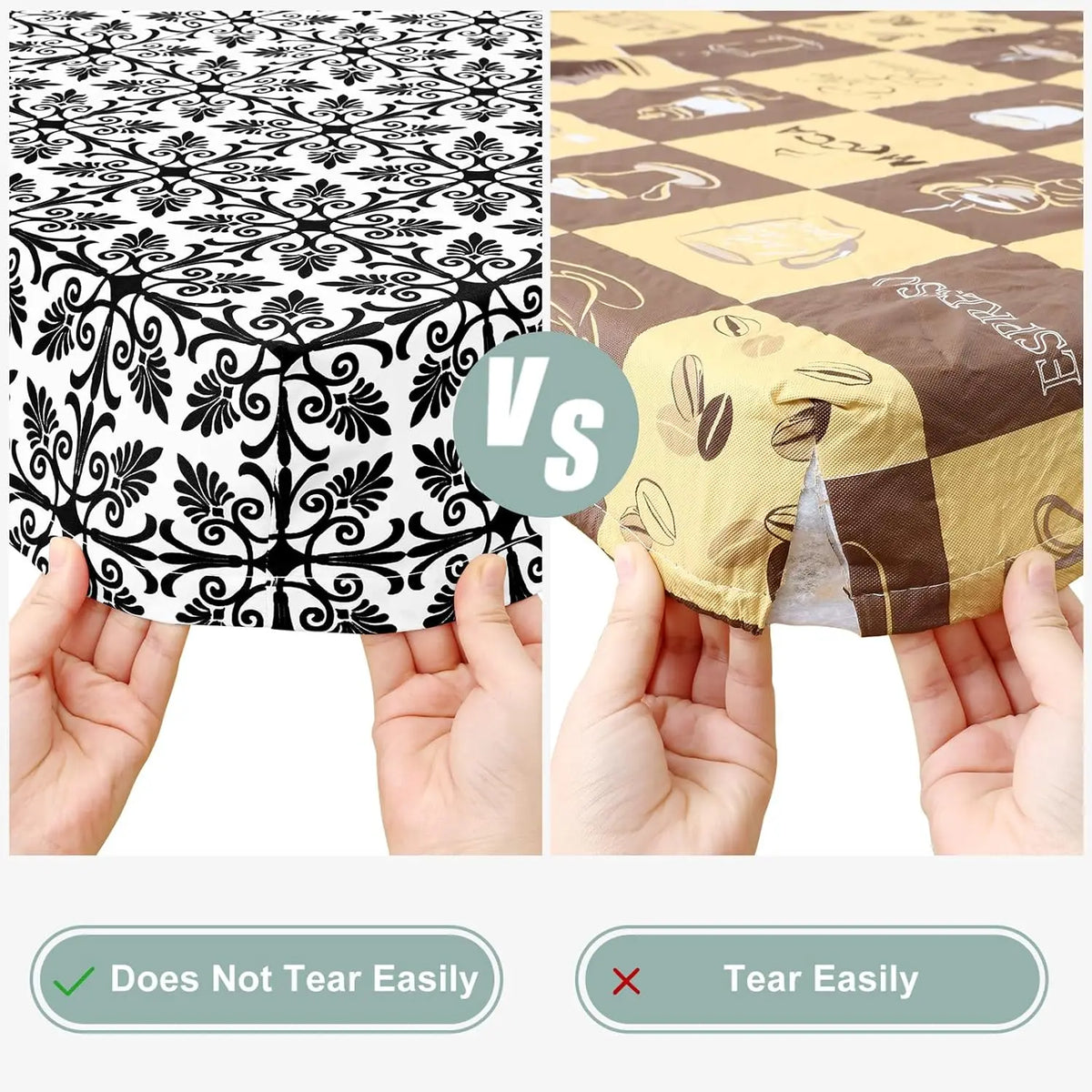 Elastic Fitted Rectangle Tablecloth – Waterproof Vinyl Cover for Indoor & Outdoor Use