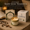 Evoduck Saint Jude Thaddeus prayer candle in a tin set with a gift box and prayer guide
