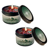 A set of two candle jars featuring a grounding crystal intention candle with Vetiver and Cedarwood scents.