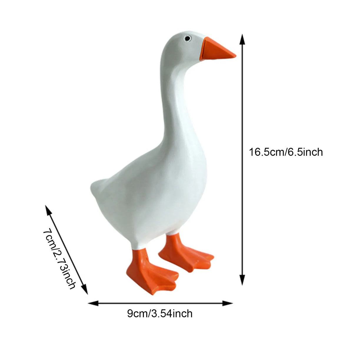 White resin goose duck key holder decoration with orange beak and feet
