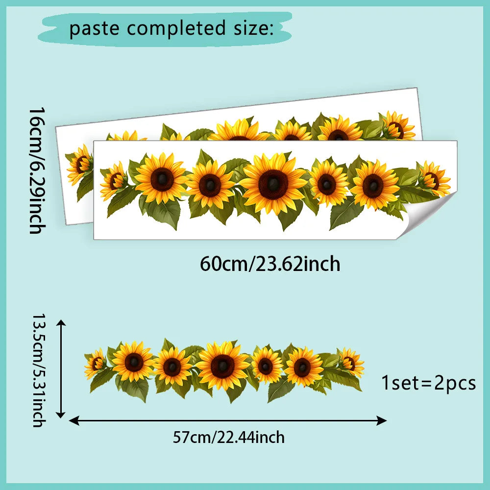 A set of two yellow and orange sunflower wall stickers displayed on a white background.