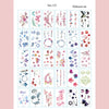 A sheet of 30 temporary waterproof body art stickers featuring floral and nature designs.