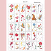 A sheet of 30 waterproof temporary body art stickers featuring various floral and nature designs.
