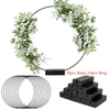 A set of 10 black metal hoop centerpieces with stands and a stack of black square blocks.