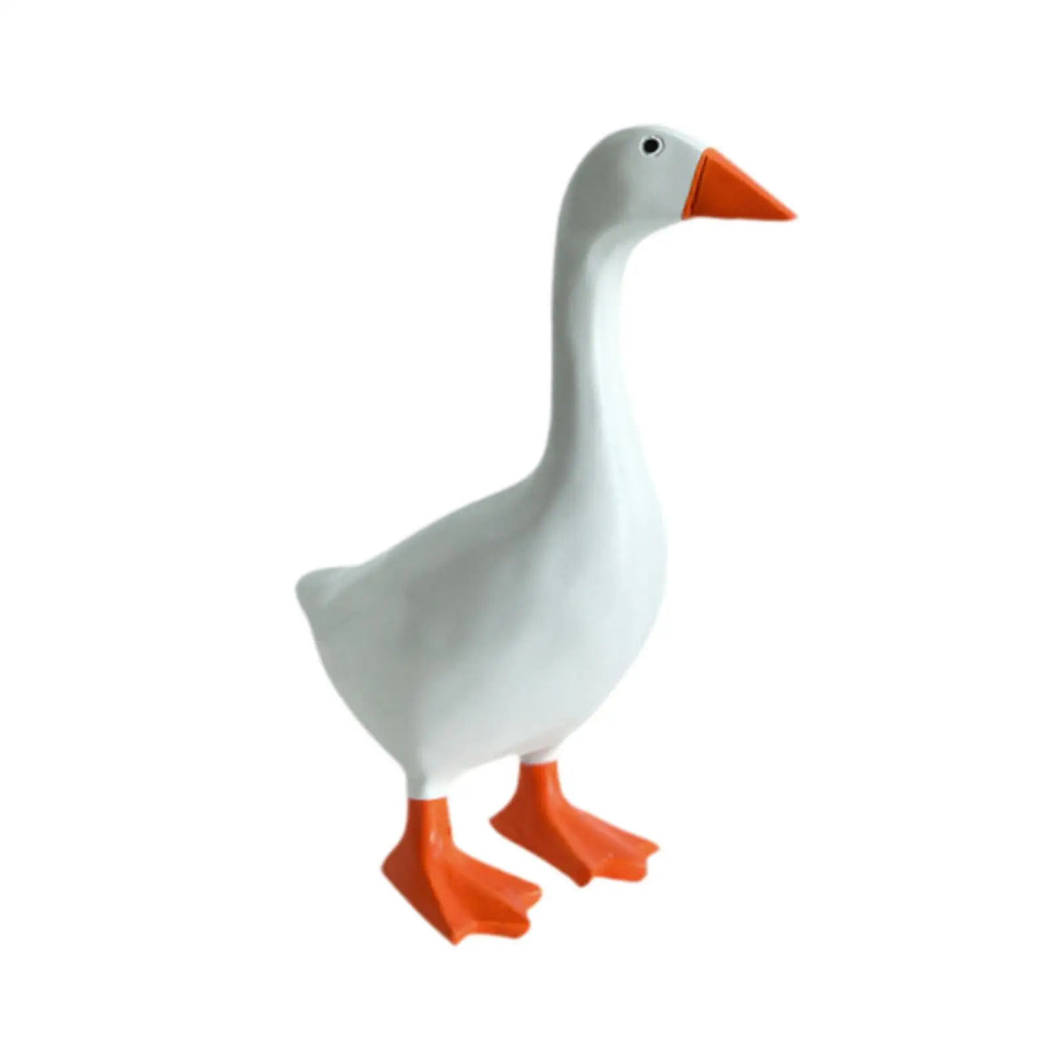 White resin goose duck key holder decoration with orange feet and beak