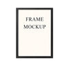 A black frame mockup displaying the text FRAME MOCKUP on a white background.