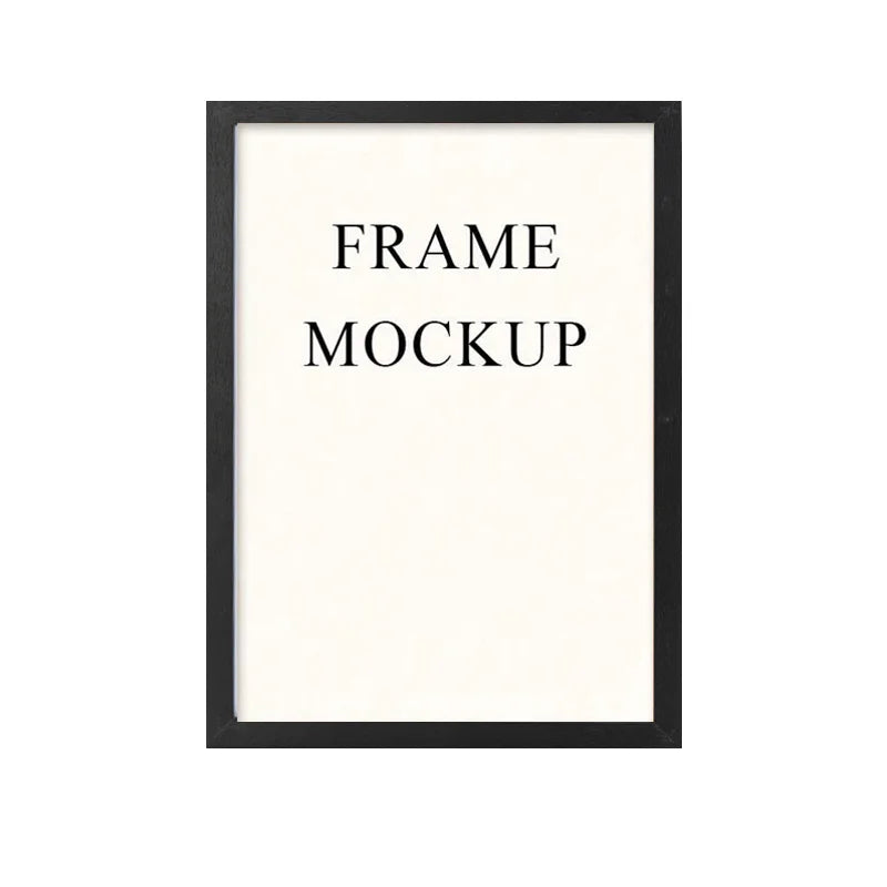 A black frame mockup displaying the text FRAME MOCKUP on a white background.