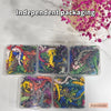 A collection of independent packaging containing 30 small, colorful lizard figurines.