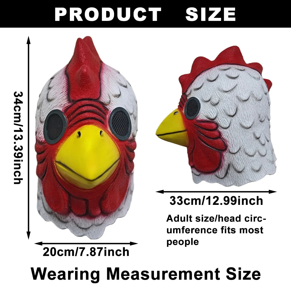Realistic Latex Rooster Head Mask for Halloween & Cosplay