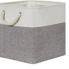 Fabric storage cubes with metal frames in white and gray.