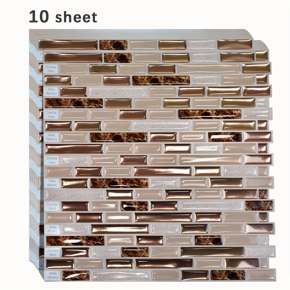 Gold Mosaic Self-Adhesive Wall Tiles for Kitchen and Bathroom
