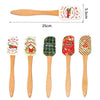 Five festive Christmas silicone spatulas with wooden handles for holiday baking