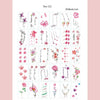 A set of 30 sheets containing various floral and nature-themed temporary body art stickers for decoration.