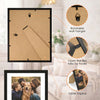 A wooden photo frame with hooks used to hang photos on the wall or display on a table.