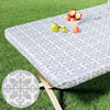 Elastic Fitted Rectangle Tablecloth – Waterproof Vinyl Cover for Indoor & Outdoor Use