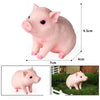A pink miniature pig figurine shown from the side and a close-up view.
