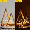 Set of 2 Wooden Tabletop Christmas Trees with Warm White Lights
