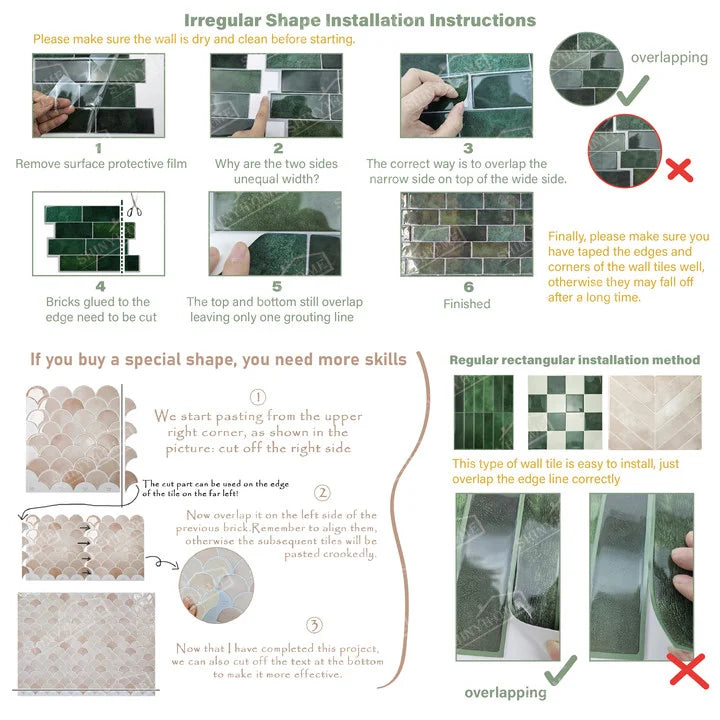 Gold Mosaic Self-Adhesive Wall Tiles for Kitchen and Bathroom