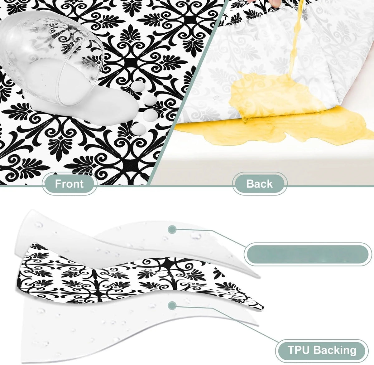 Elastic Fitted Rectangle Tablecloth – Waterproof Vinyl Cover for Indoor & Outdoor Use