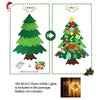 Comparación antes y después de luces LED 3M decorando un árbol de Navidad.