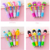 A set of five cute cartoon mini ballpoint pens featuring Unicorn, Owl, Corner ball, and Kimono Girl designs.