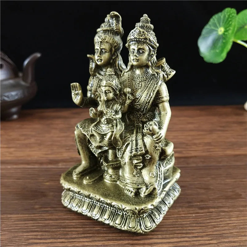 Hand-finished resin figurine of a Hindu or Buddhist deity featuring two figures in a traditional style.