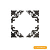 A set of four black decorative acrylic mirror wall stickers in a swirling design.