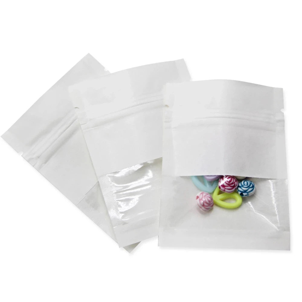 Reusable Kraft Paper Snack Bags with Clear Window