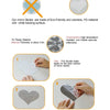 Instruction guide showing steps to apply a mirror sticker on a wall surface.