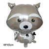 Silver foil balloon decoration shaped like a fox face for a party