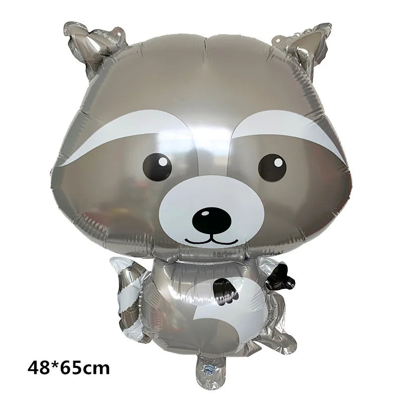 Silver foil balloon decoration shaped like a fox face for a party
