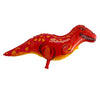 A red foil balloon shaped like a dinosaur, featuring textured scales and teeth.