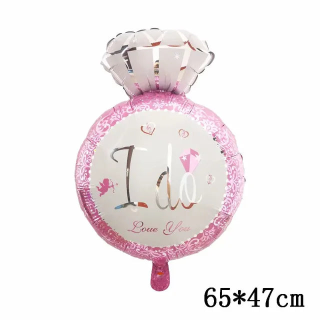Globo de aluminio rosa con forma de oso y el texto 'I Do Love You'.