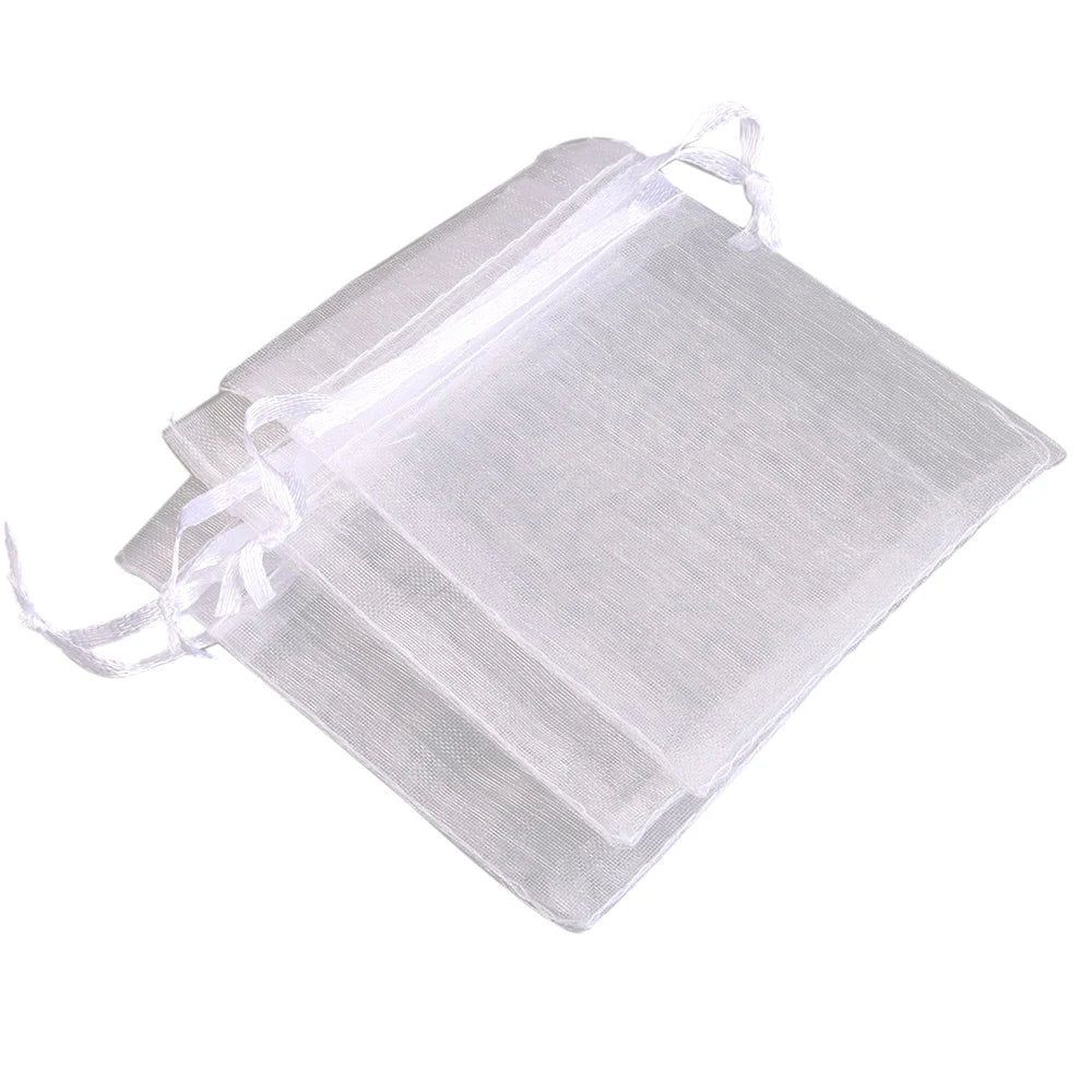 Clear organza drawstring gift pouch for jewelry, candy, or party favors