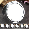 A set of ten mini double-sided folding makeup mirrors shown in various angles on a dark surface.