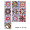 A set of ten colorful mandala tiles for decorative wall art