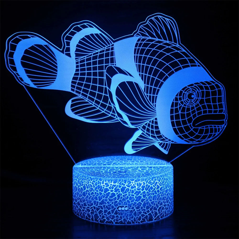3D Fish LED Night Light with Remote and Touch Controls