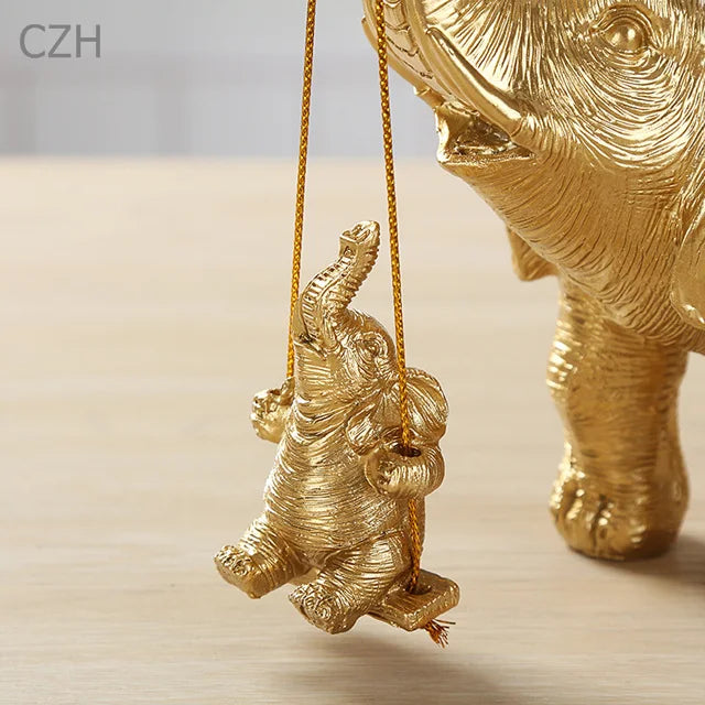Handcrafted Resin Elephant Family Figurine