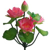 Artificial lotus flower bunch with pink and green accents featuring a small green frog
