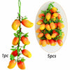Five artificial yellow and orange fruit clusters on a green stem for decoration