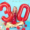 Gradient Rose Red Foil Number Balloons for Birthday & Party Decor