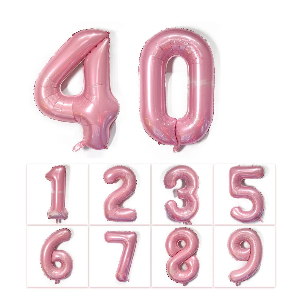 Gradient Rose Red Foil Number Balloons for Birthday & Party Decor