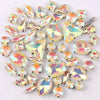 A collection of assorted silver claw setting glass rhinestones in jelly candy AB colors.