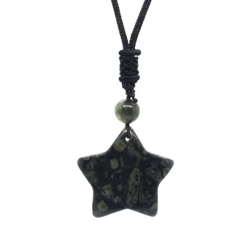 Natural Crescent Moon & Star Stone Pendant Necklace
