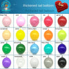 A grid showing various colored thickened tail balloons including pink, yellow, red, orange, green, blue, purple, and white.