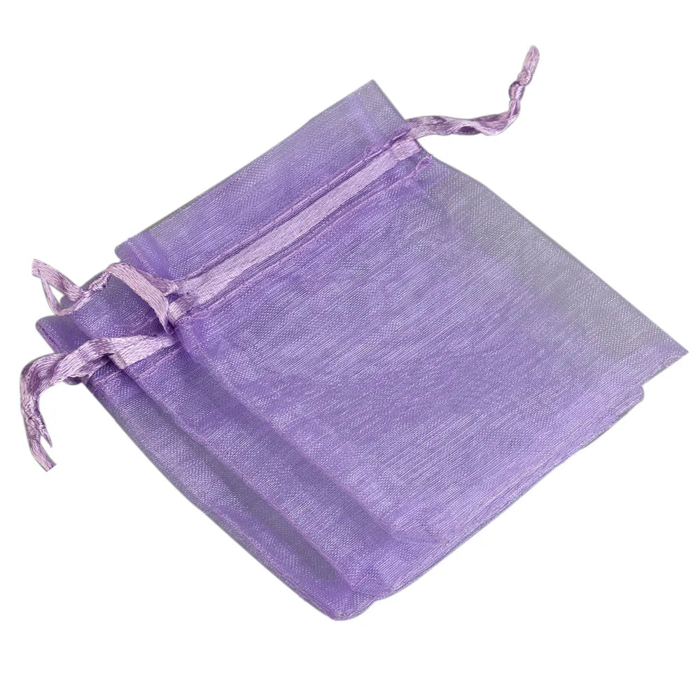 Purple organza drawstring gift pouch for jewelry, candy, or party favors